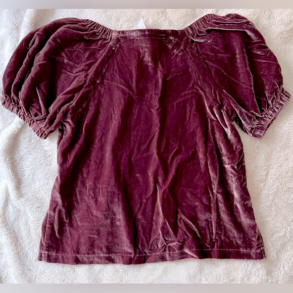 {NOT FOR SALE} NWT LOFT Velvet Puff Sleeve Top Bordeaux Size S - Picture 5 of 10